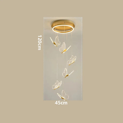 Cyrus - Gold LED Butterfly Hanging Round Gold Base Dimmable Chandelier