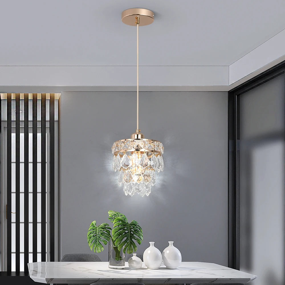 Siera - Crystal Hanging Shaped Multi Hanging Glass Round Gold Ceiling Pendant Light