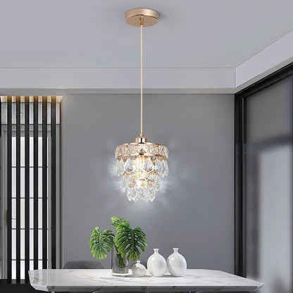 Siera - Crystal Hanging Shaped Multi Hanging Glass Round Gold Ceiling Pendant Light