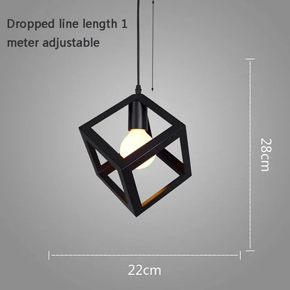 Dru - Modern Square Caged Pendant Hanging Ceiling Light