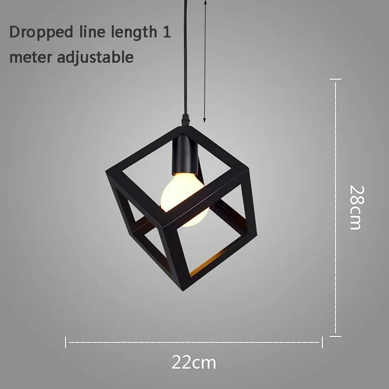 Dru - Modern Square Caged Pendant Hanging Ceiling Light