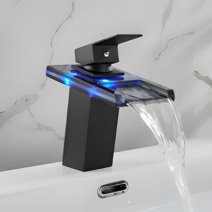 Tobias - Blue Modern LED Hot/Cold Waterfall Basin Tap
