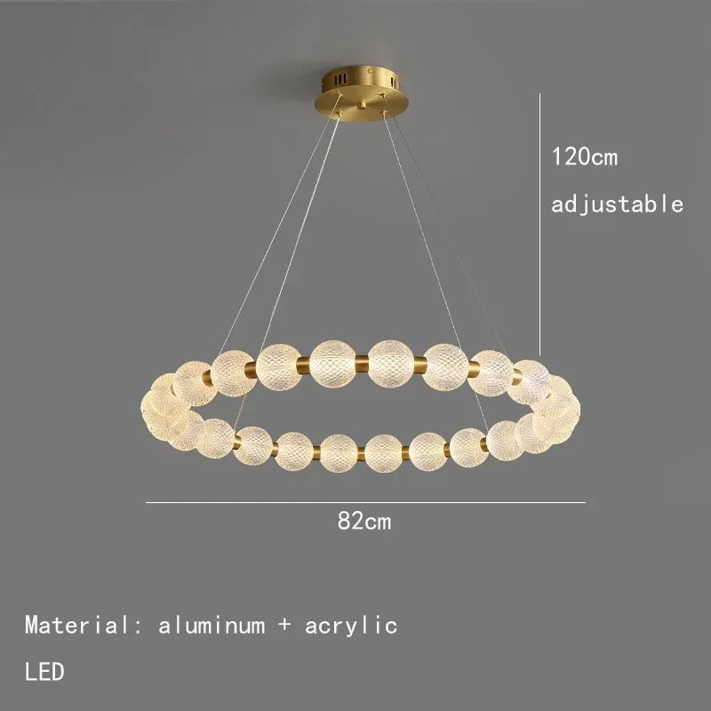 Killian - Round Patterned Glass Multi Ball Gold Frame Hanging Chandelier