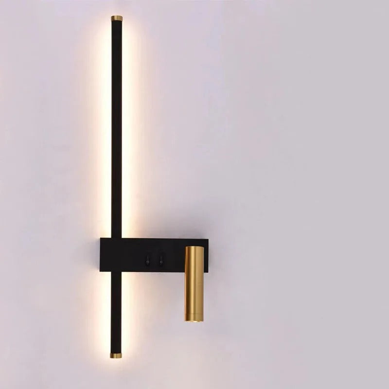 Goebel - Switch-Controlled Modern Black & Gold Dual Reading Wall Light