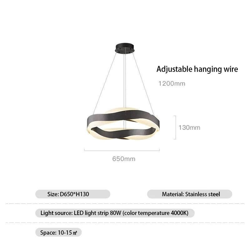 Odin - Gold Round Modern Wave Hanging Ceiling Light Chandelier