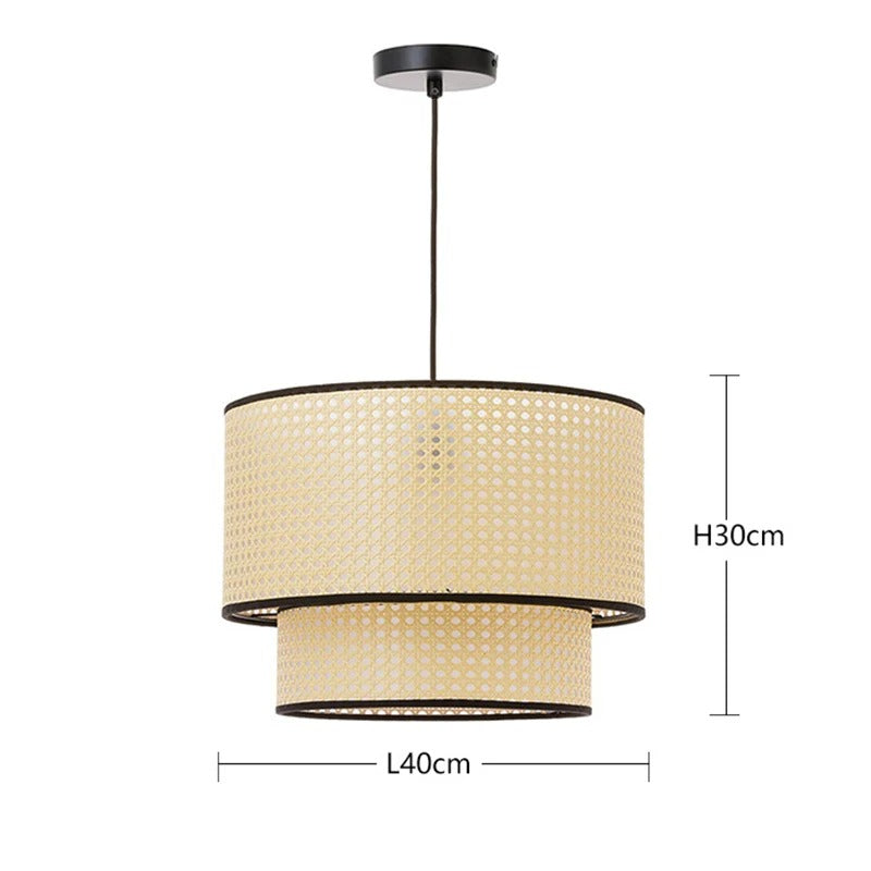 Margit - Japanese Handmade Rattan Round Tiered Ceiling Light