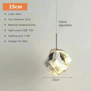 Meza - LED Stained Glass Pendant Rock Ceiling Light