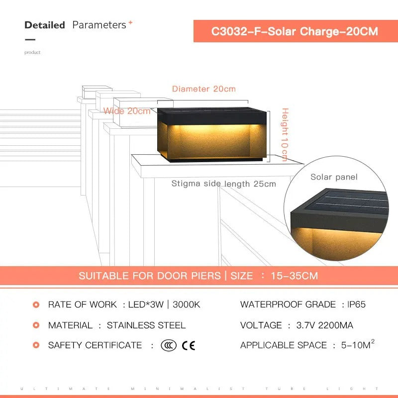 Redd - Black Square Solar Powered Outdoor Light Box