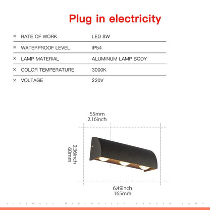 Daksha - Down Shinning Outdoor Wall Light 8W Waterproof