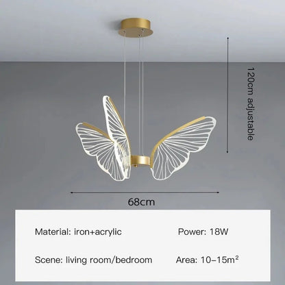 Warren - Gold LED Butterfly Wings Hanging Chandelier