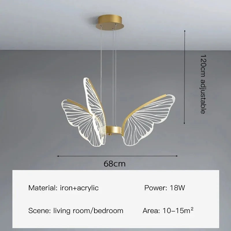 Warren - Gold LED Butterfly Wings Hanging Chandelier