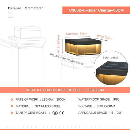 Redd - Black Square Solar Powered Outdoor Light Box