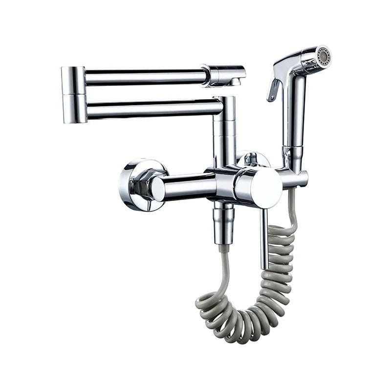 Callen - Brass Wall Mounted Double-Jointed Sink Tap With Spray Gun