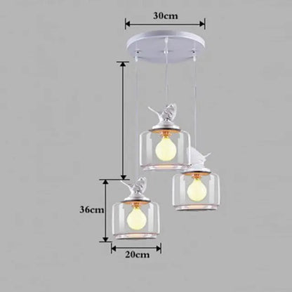 Navy - Nordic Glass Bird Hanging Light