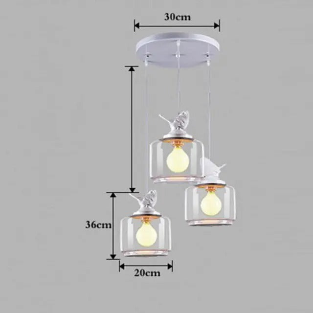 Navy - Nordic Glass Bird Hanging Light