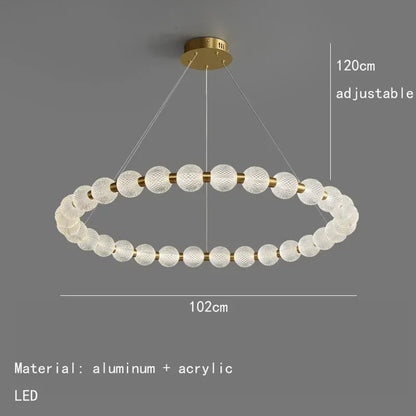 Killian - Round Patterned Glass Multi Ball Gold Frame Hanging Chandelier