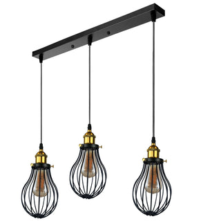 Hansen - Modern Black Caged Bulb Ceiling Light