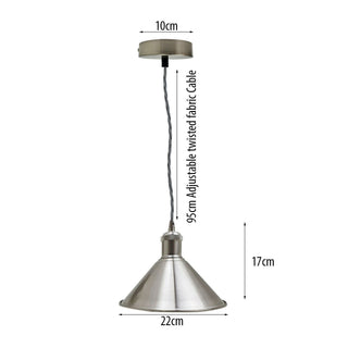 Valde - Silver Round Cone Ceiling Pendant Light