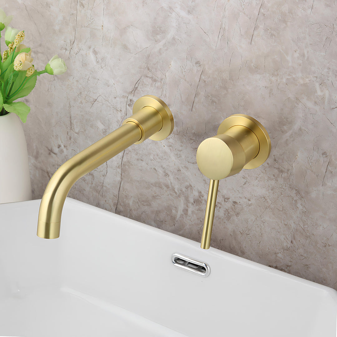 Jieni - Brushed Gold Wall Mounted Basin Tap