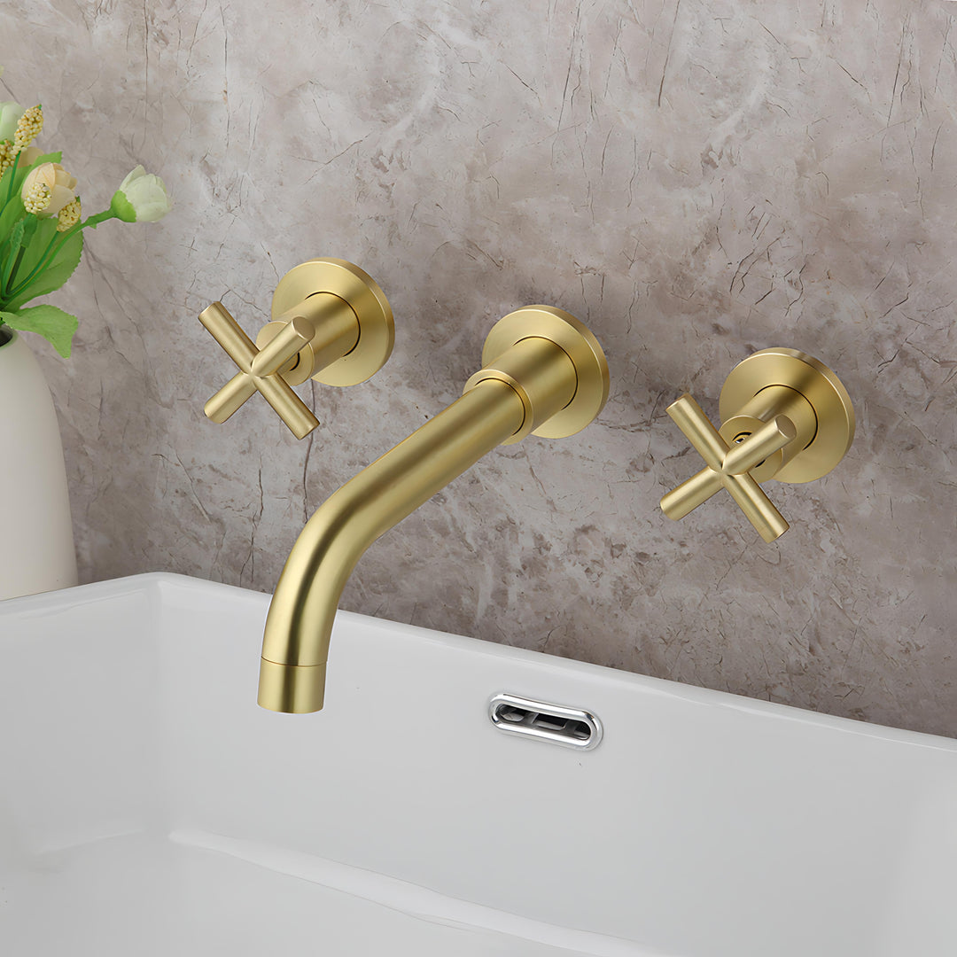 Jieni - Brushed Gold Wall Mounted Basin Tap