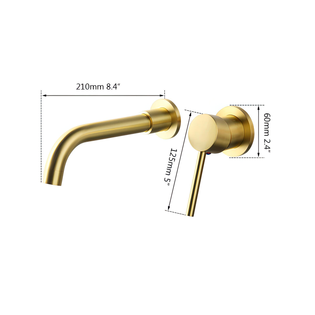 Jieni - Brushed Gold Wall Mounted Basin Tap