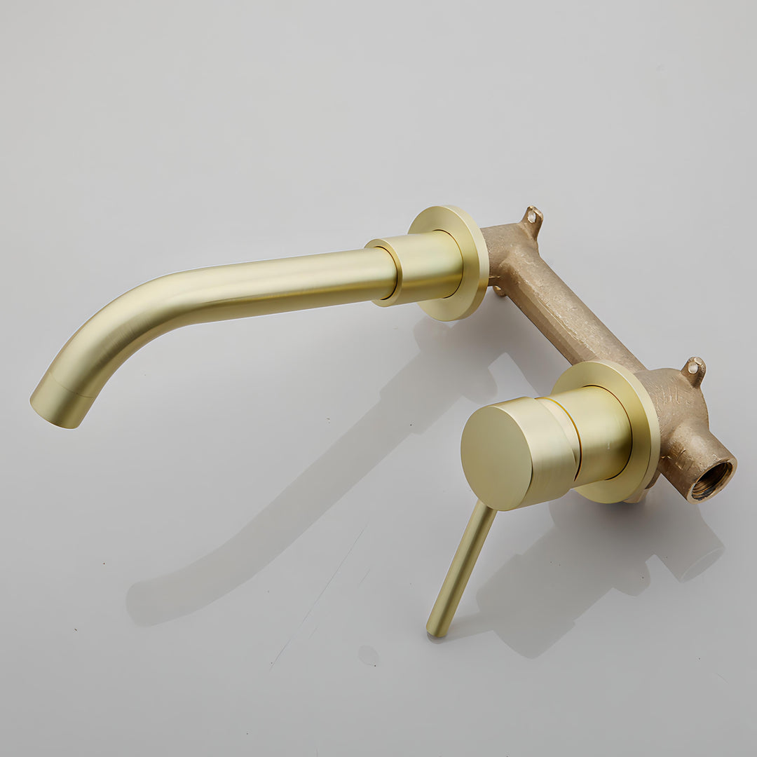 Jieni - Brushed Gold Wall Mounted Basin Tap