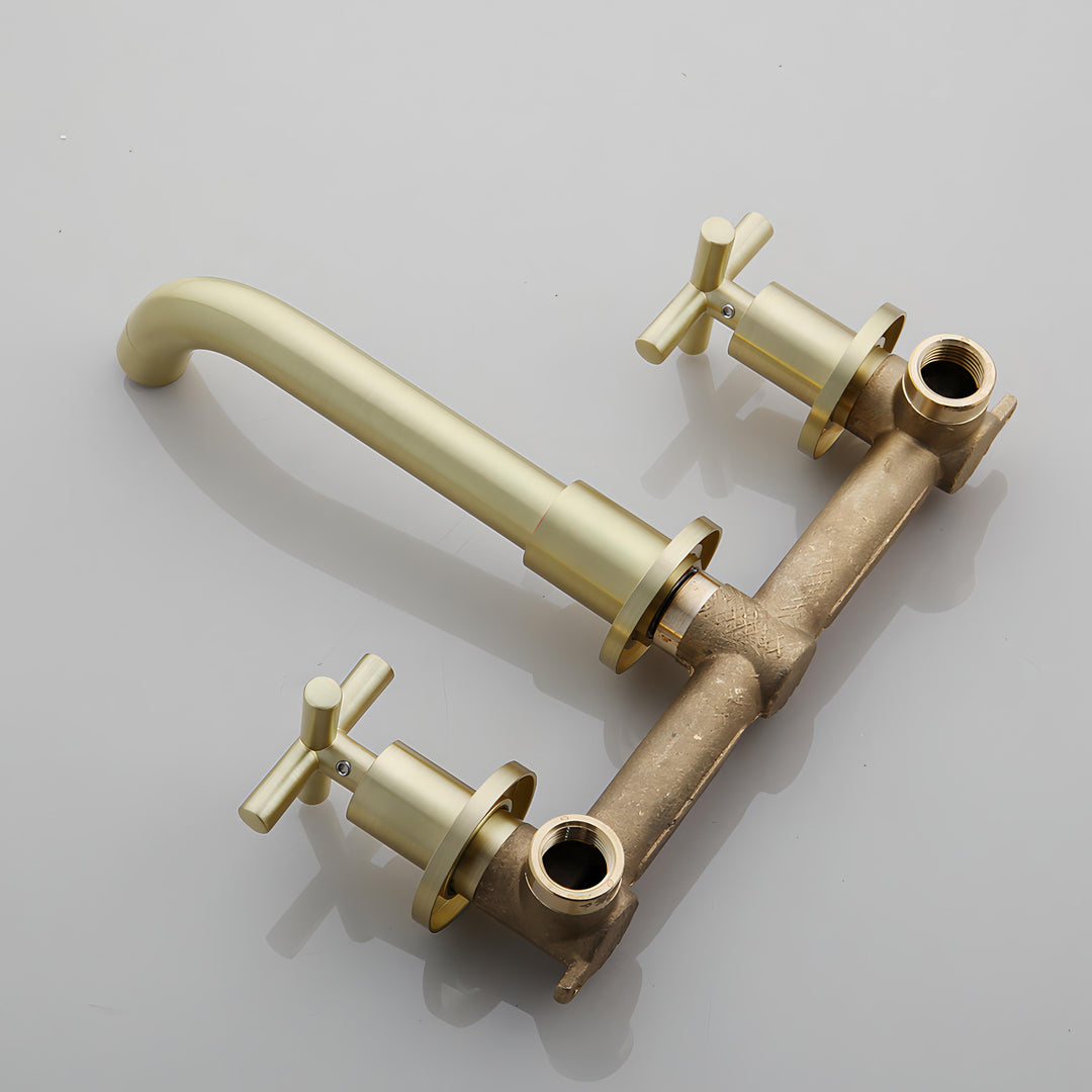 Jieni - Brushed Gold Wall Mounted Basin Tap