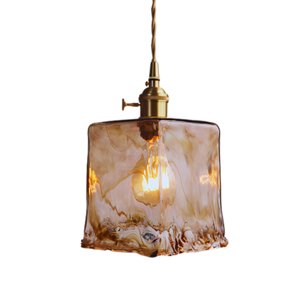 Sergia - Retro Brass Stained Glass Hanging Lamp