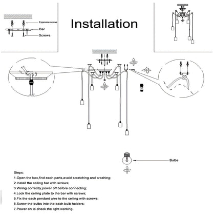 Isabella - Spider Cord Multi Head Hanging Ceiling Light