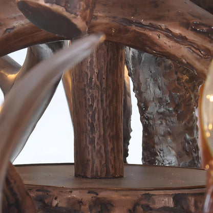 Skye - Antler Vintage Wood Ceiling Chandelier