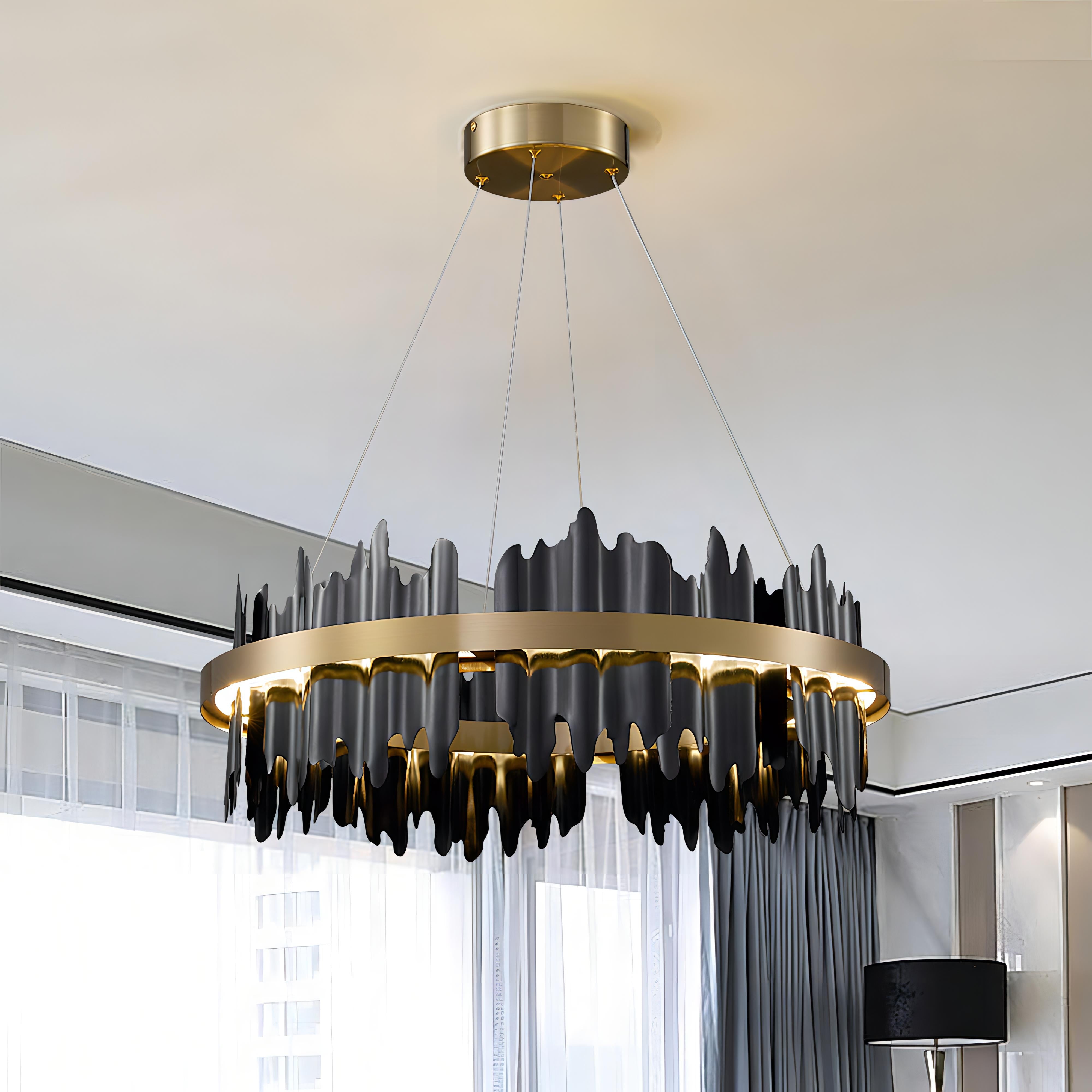 Regina - Circular Hanging Gold Modern Chandelier Ceiling Light
