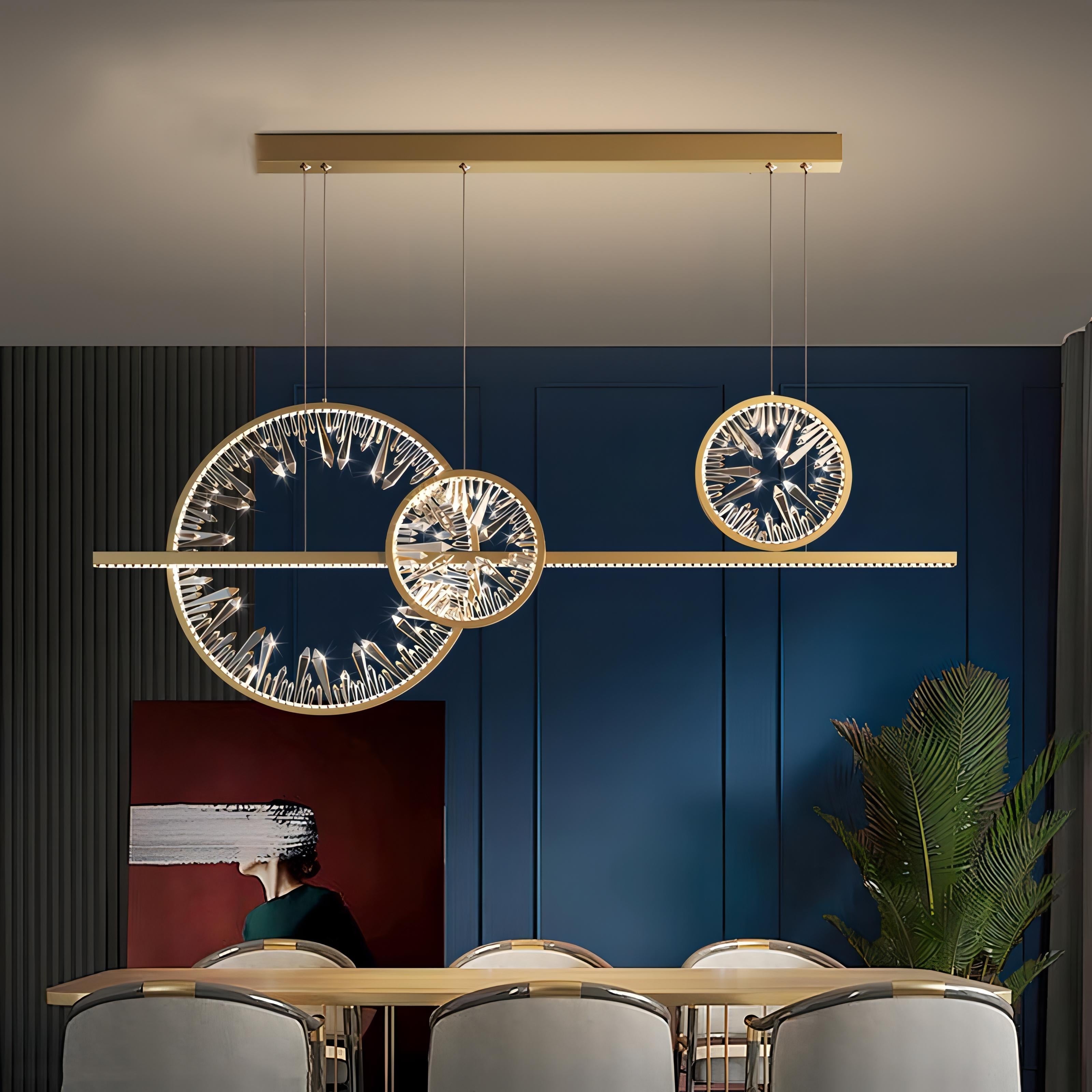 Beckett - Round Crystal Multi Clock Gold Chandelier