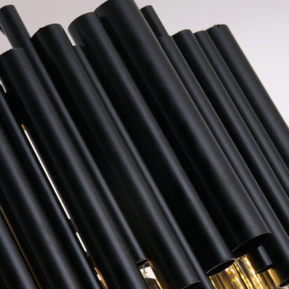 Jocasta - Matte Black Round Crystal Chandelier