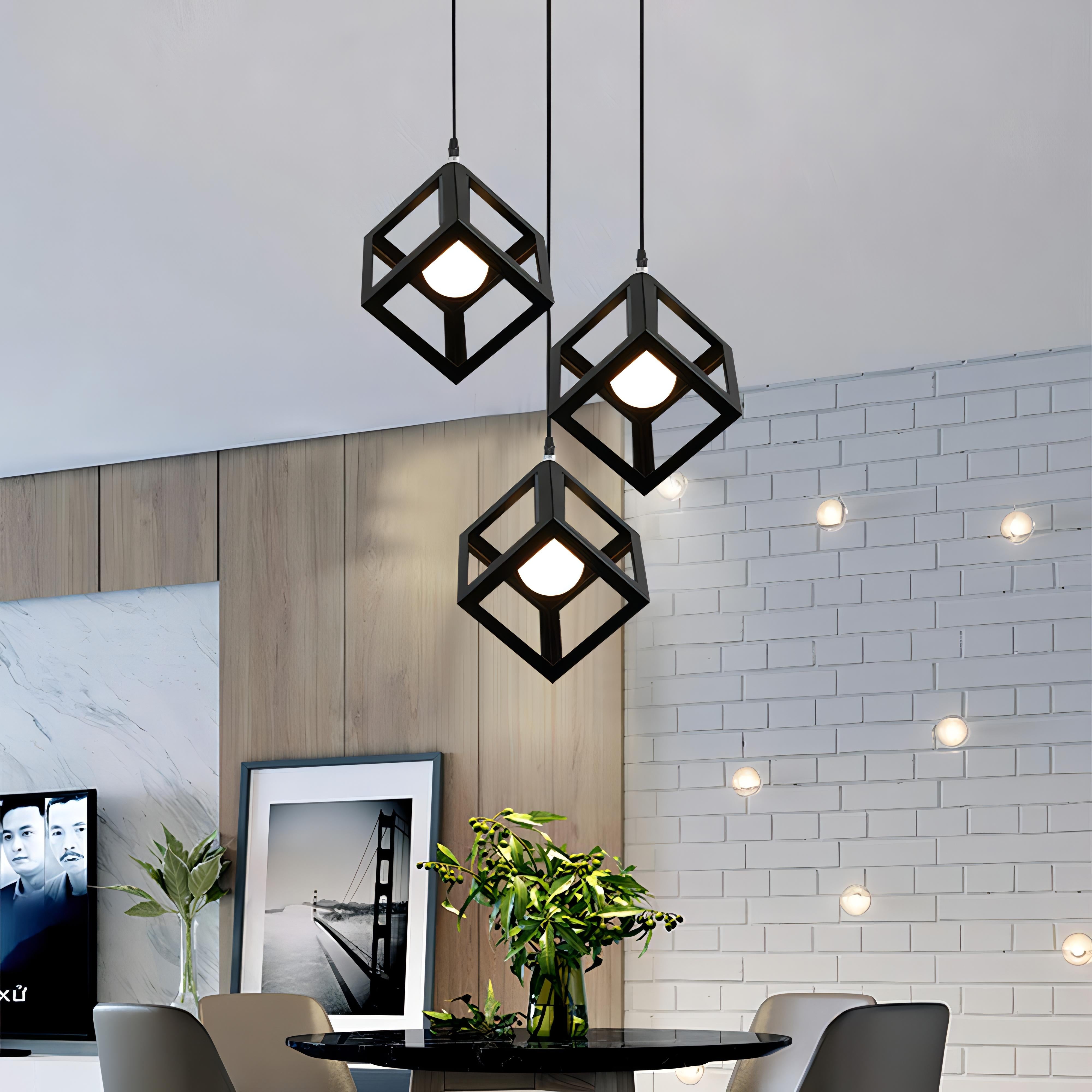 Dru - Modern Square Caged Pendant Hanging Ceiling Light