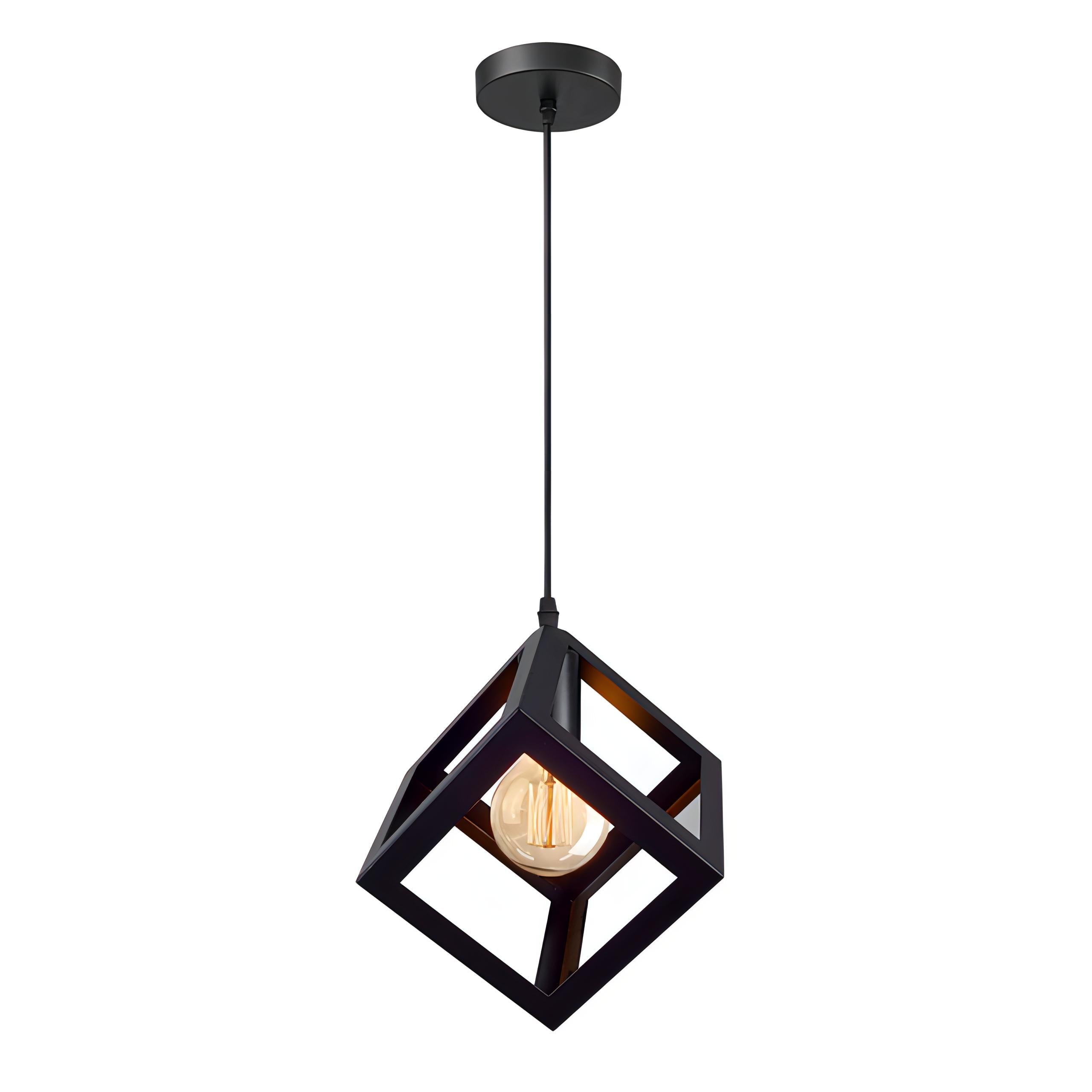 Dru - Modern Square Caged Pendant Hanging Ceiling Light