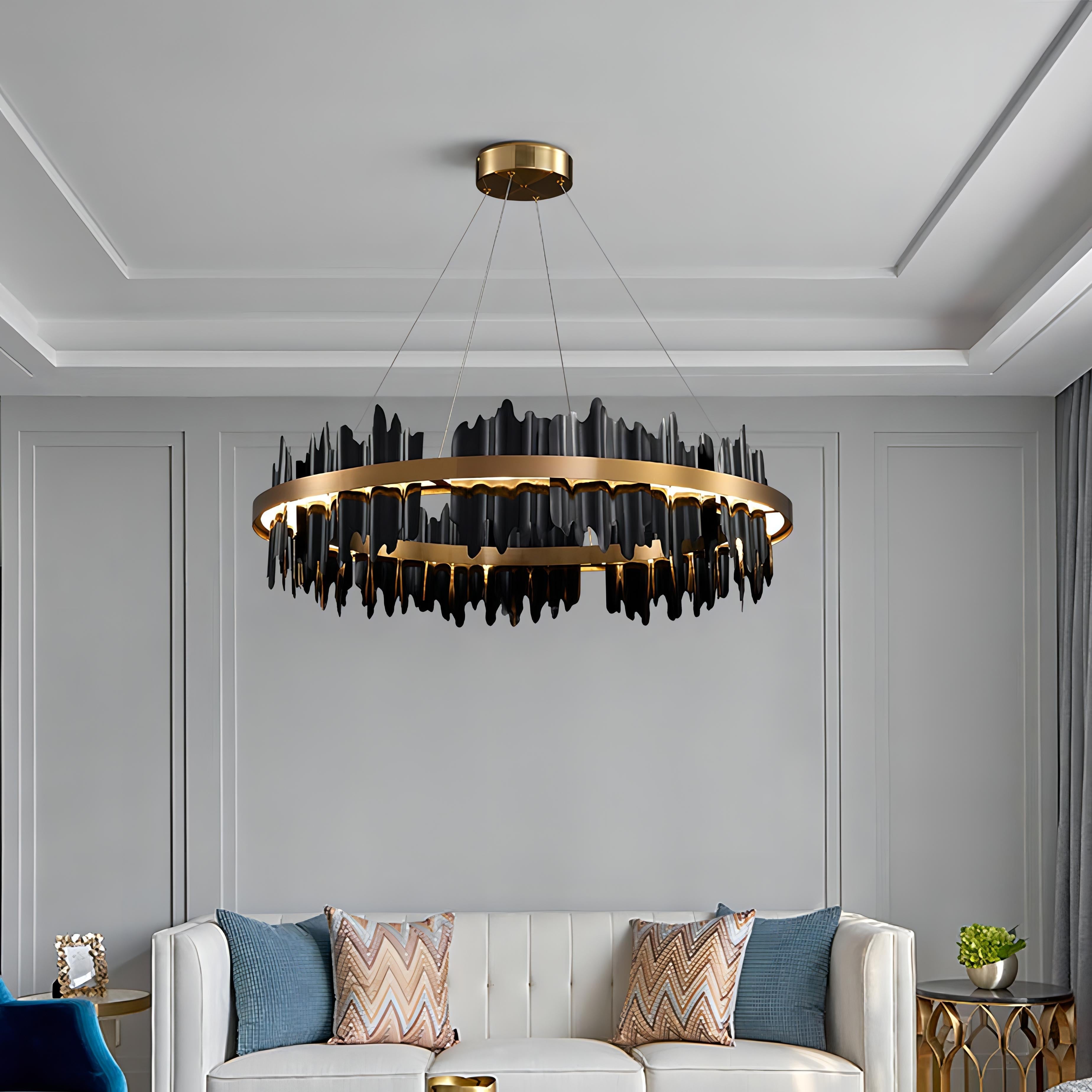 Regina - Circular Hanging Gold Modern Chandelier Ceiling Light