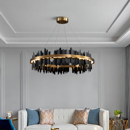 Regina - Circular Hanging Gold Modern Chandelier Ceiling Light