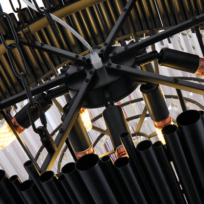 Jocasta - Matte Black Round Crystal Chandelier