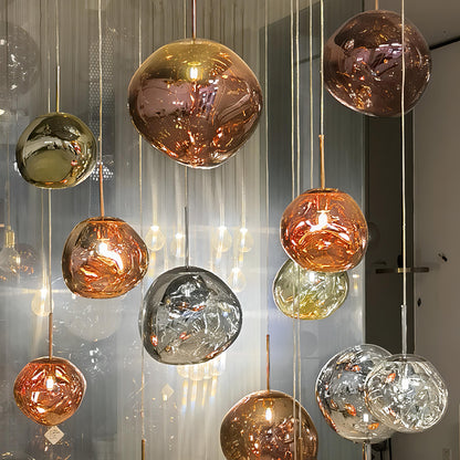 Dahlia - Modern Hanging Round Coloured Glass Hanging Pendant Ceiling Light