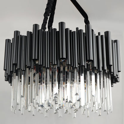 Jocasta - Matte Black Round Crystal Chandelier