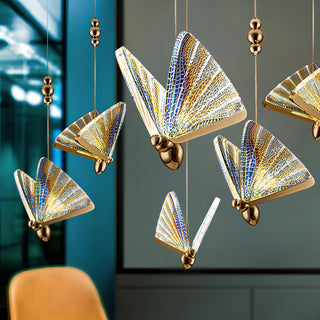Wren - Hanging Multi Colour Butterfly Glass Ceiling Light