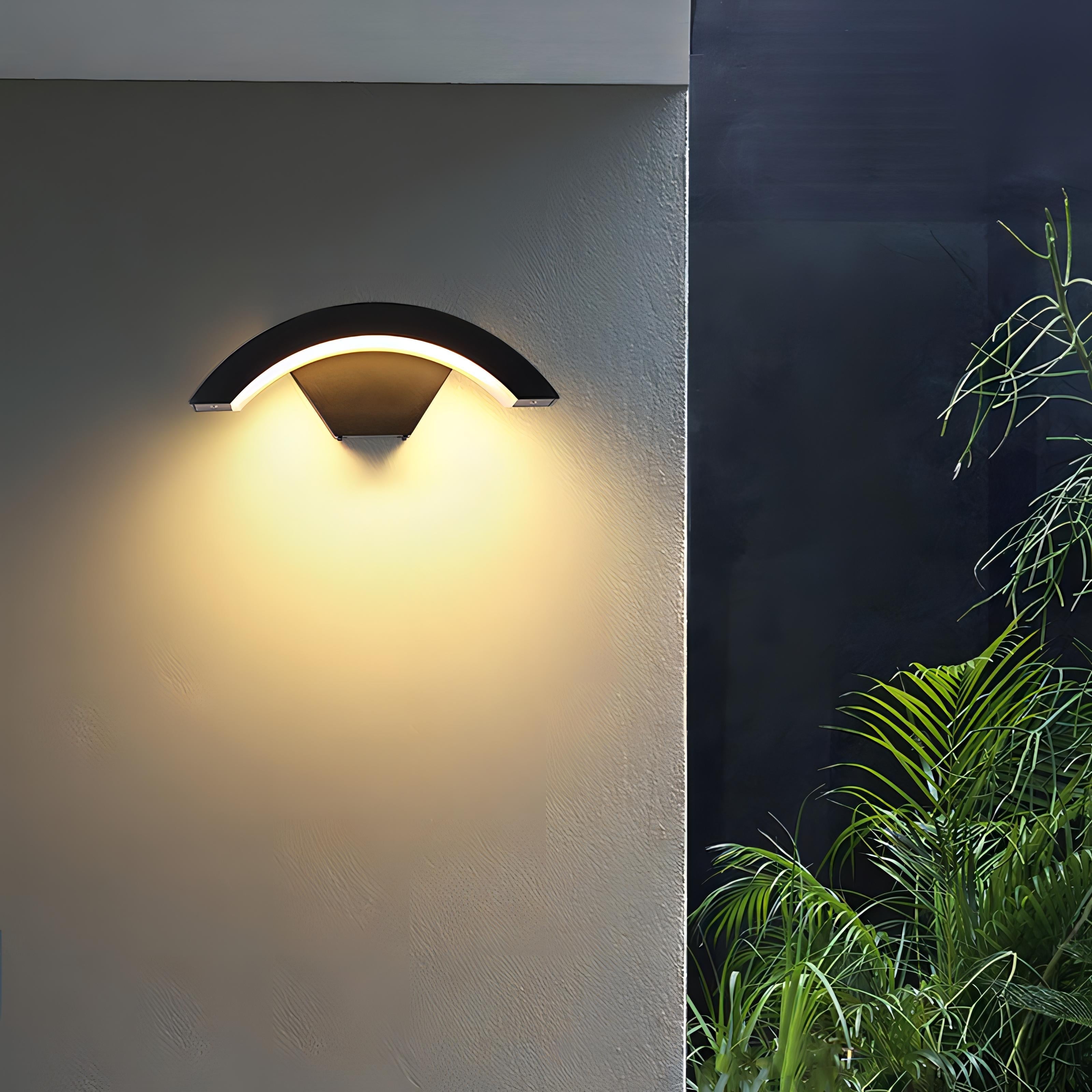 Basil - Curved Pan Outdoor Wall Light Bar