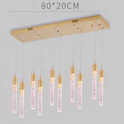 Thatcher - Gold Crystal Hanging Tube Chandelier