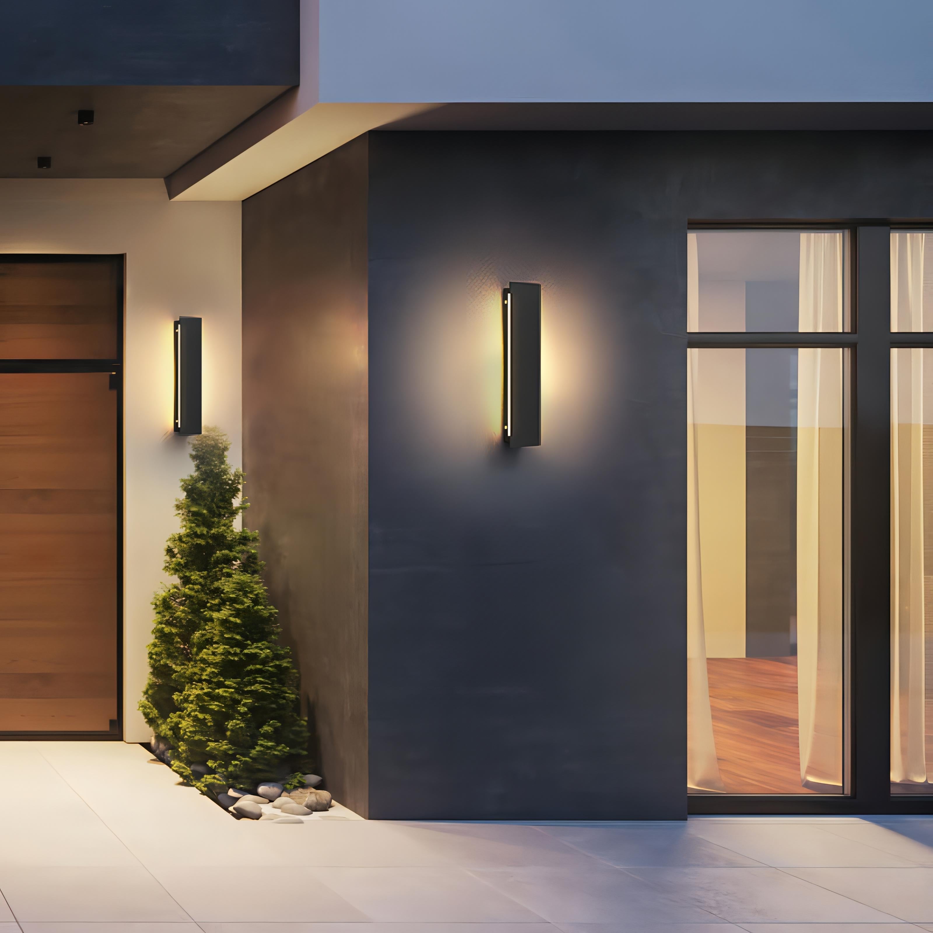 Thorin - Rectangle Modern Outdoor Black Villa Lamp