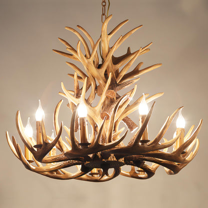 Skye - Antler Vintage Wood Ceiling Chandelier