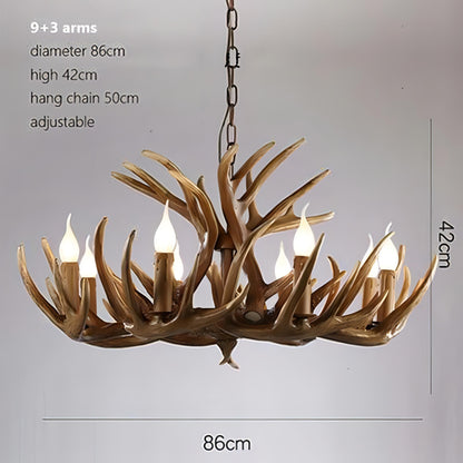 Skye - Antler Vintage Wood Ceiling Chandelier