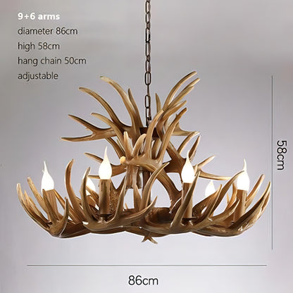Skye - Antler Vintage Wood Ceiling Chandelier