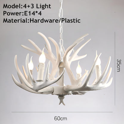 Skye - Antler Vintage Wood Ceiling Chandelier