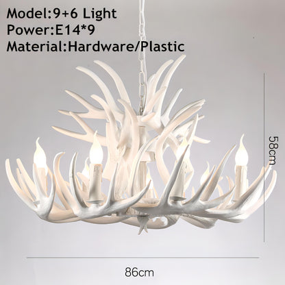 Skye - Antler Vintage Wood Ceiling Chandelier