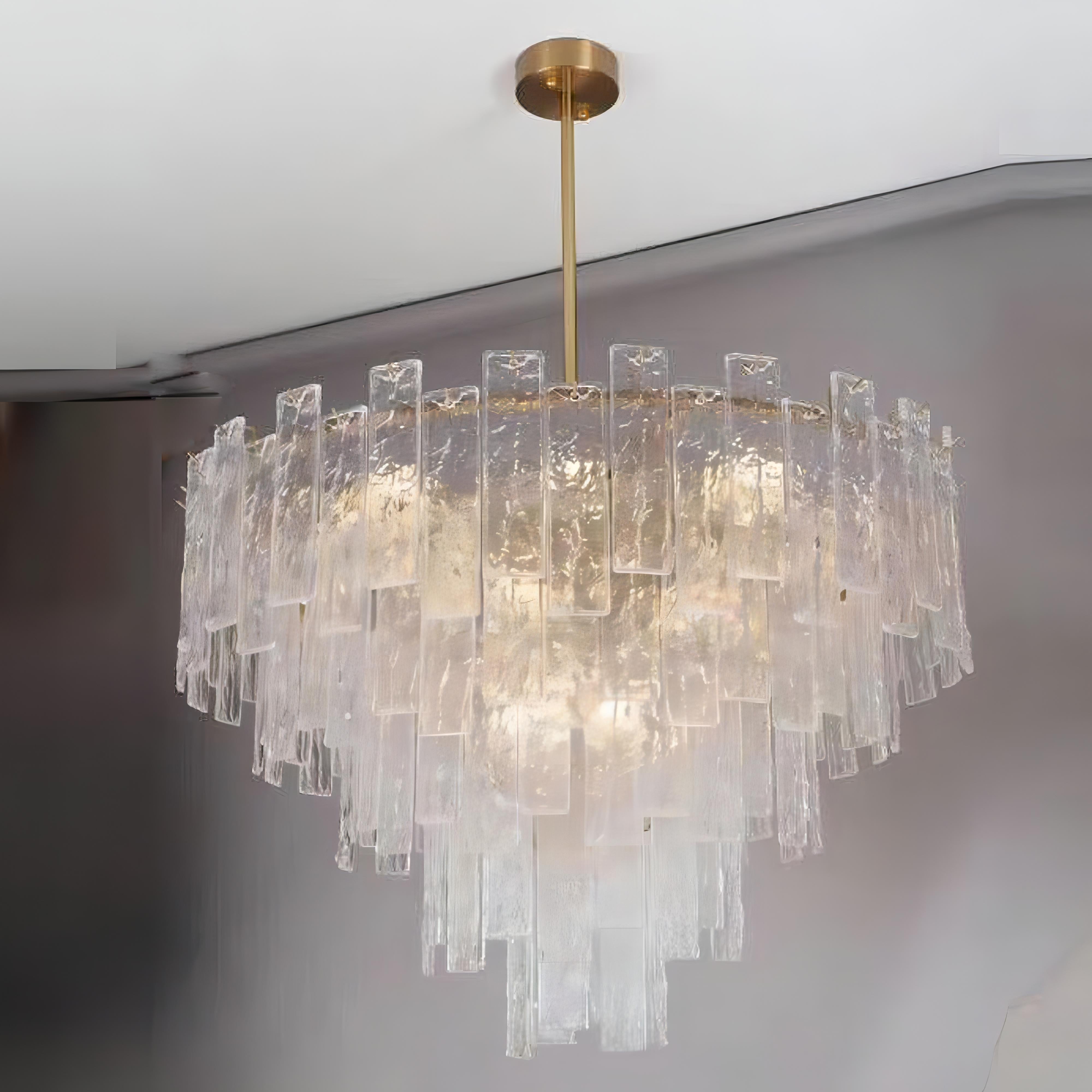 Riva - Multi Layer Gold Clear Glass Ceiling Chandelier